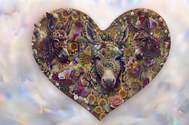 Rose-shaped heart with a donkey by Tine Rojek