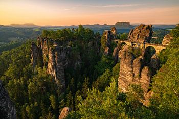 Bastei in Saxon Switzerland at sunrise