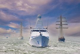 City of Amsterdam with the King on Board escorted by HMS Zeeland by Brian Morgan