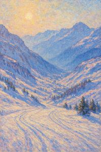 Vallée alpine de la lumière - Un paysage d'hiver inspiré de Claude Monet