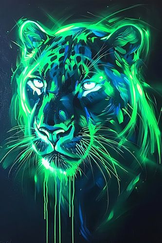 Fluorescerende panter in abstracte kleuren