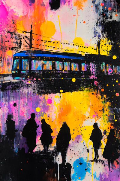 Paysage urbain coloré avec tramway par Poster Art Shop