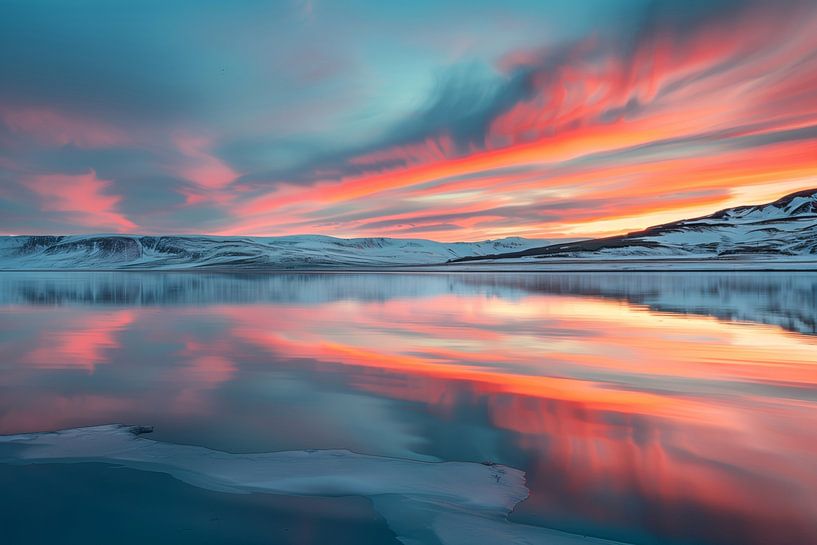 Icy sunset by Bernardine de Laat