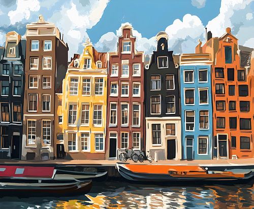 Maisons sur les canaux d'Amsterdam