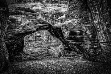 zwart-witte rotsboog in Arches National Park Utah USA van Dieter Walther