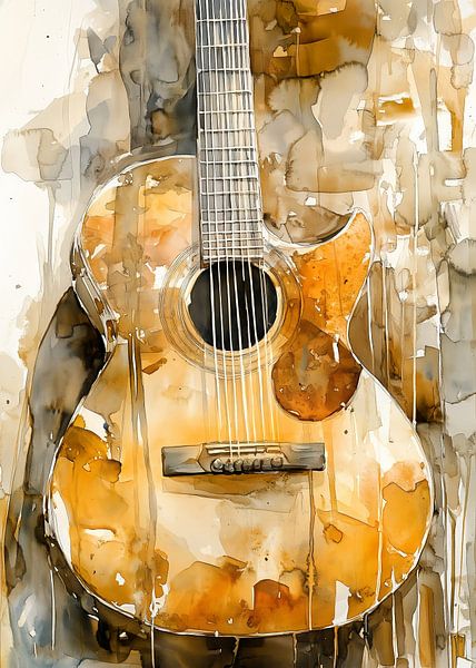 Orange Gitarre Musik Kunst #Gitarre von JBJart Justyna Jaszke