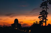 The silhouette of Radio Kootwijk in the last light of a beautiful late summer sunset