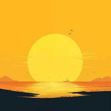 Coucher de soleil plage Minimalisme moderne sur TheXclusive Art