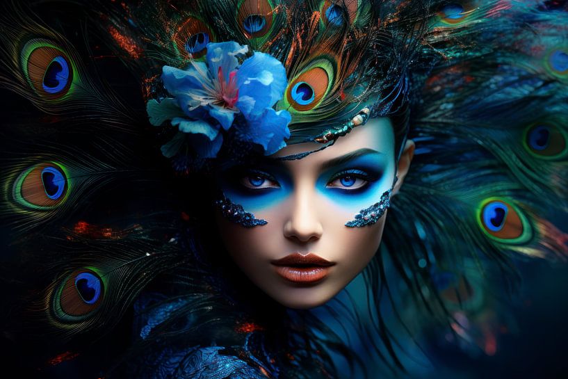 Make-up peacock feathers by Ellen Reografie