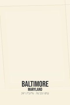 Alte Karte von Baltimore (Maryland), USA. von Rezona