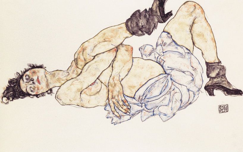 Lying female nude, Egon Schiele - 1917 by Atelier Liesjes