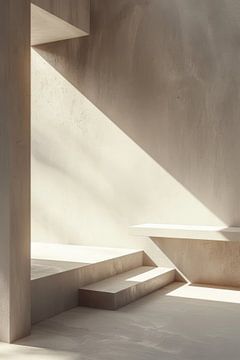 Architectuur minimalisme clean en veel beton in beige kleur van Digitale Schilderijen