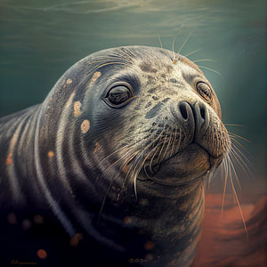 Portrait einer Seerobbe im Wasser Illustration