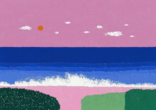 A pink beach by the blue sea by Niklas Maximilian