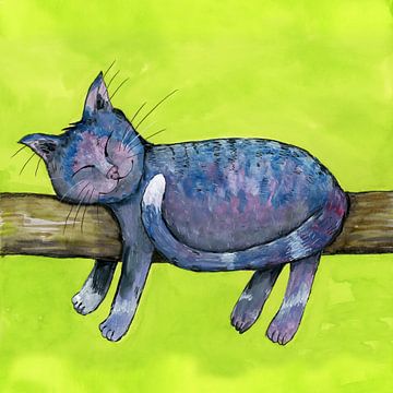 Slapende paarse kat