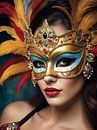 Een vrouw met een carnavalsmasker van 1xMerch thumbnail
