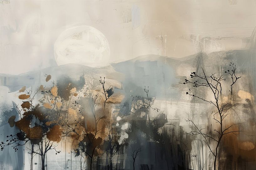 Moderne und abstrakte Landschaft in Erdtönen von Japandi Art Studio