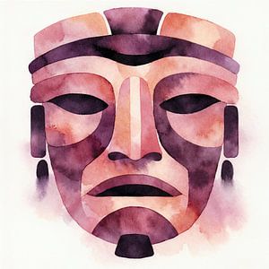 Masque rituel aztèque du Mexique (AI) (Audacieux, tribal, portrait, repaire d'homme, art masculin)