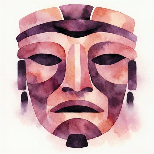 Azteeks ritueel masker uit Mexico (AI) (Stoer, tribal, portret, mancave, mannelijke kunst)