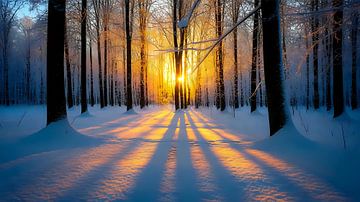Profond hiver dans l'or du soir