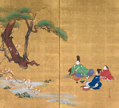 Shibata Zeshin - Narihira De kersenbloesems bekijken