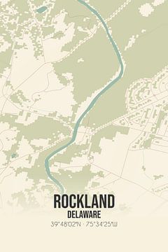 Vintage landkaart van Rockland (Delaware), USA. van Rezona