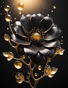 Gouden en zwarte bloem van Mustafa Kurnaz