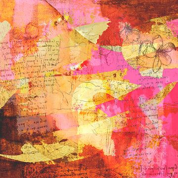 Modern Abstract in roze, geel en oranje. Graphics. van Alie Ekkelenkamp