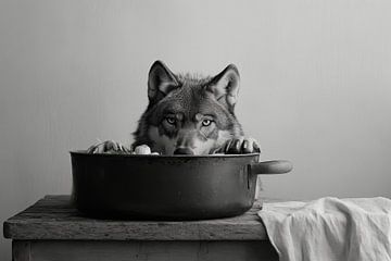 Wolf in de keuken van Poster Art Shop