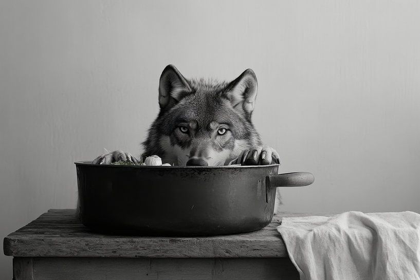 Wolf in the kitchen by Poster Art Shop