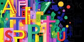 Alphabetische Buchstaben auf dunklem Hintergrund von Ariadna de Raadt-Goldberg