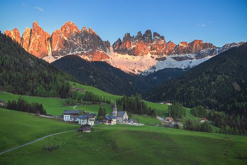 Dolomites Saint Magdalena Alpenglow