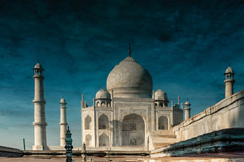 Surrealistic rendering of a reflection of the Taj Mahal in water, Agra India. Wout Kok 