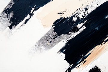 Artistic brushstrokes in black and beige by Poster Art Shop
