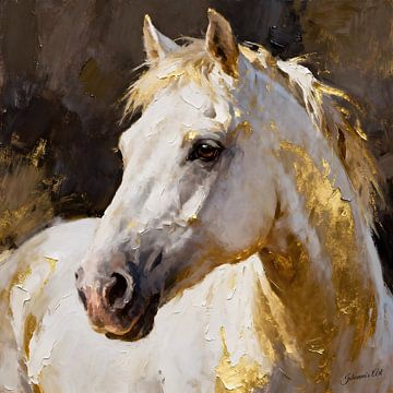 The Golden Stallion - Wilde Mustang 2 van Johannas Art Creations