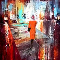 gekleed in oranje