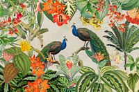 Paysage de jungle tropicale et de fleurs exotiques
