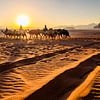 Zonsopkomst in de woestijn bij Wadi Rum, Jordanië. van Jaap Bosma Fotografie
