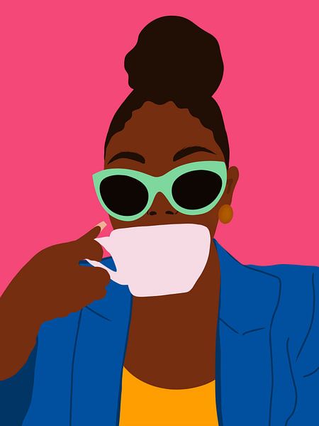 Vrouwen die koffie drinken, Carelle N'guessan van 1x