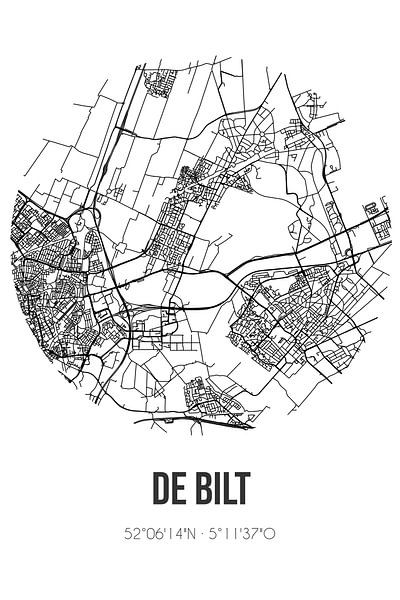 De Bilt (Utrecht) | Karte | Schwarz und weiß von Ortsdrucke