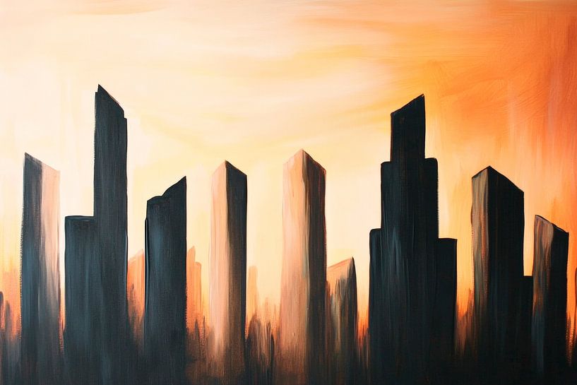 Urban silhouettes in the sunset by Poster Art Shop