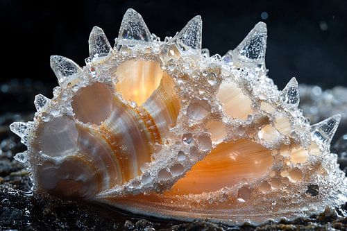 Kristallen schelp met detail