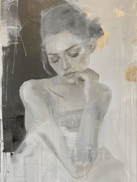 Figurative portrait with gold accents by Carla Van Iersel