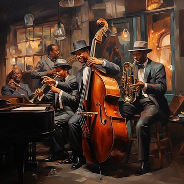 Jazz spelende muzikanten oude stijl van TheXclusive Art