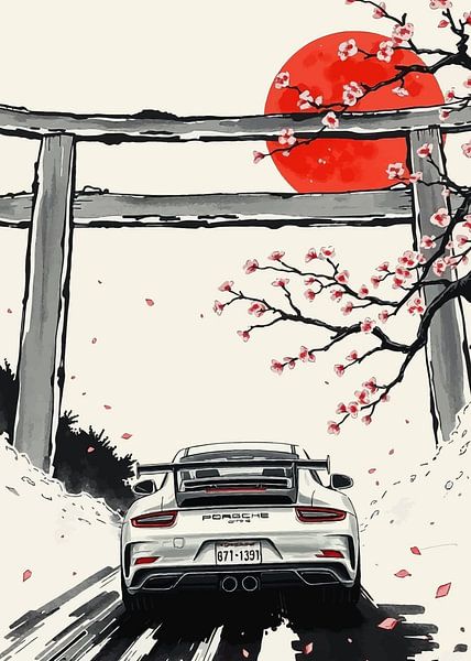 Porsche 911 GT3 RS Rote Sonne und Torii-Tor von MIROKKU