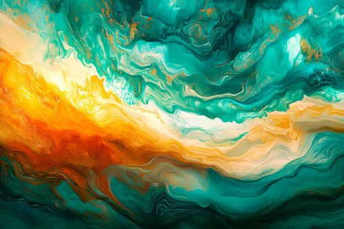 Abstracte kleurenexplosie in blauwgroen