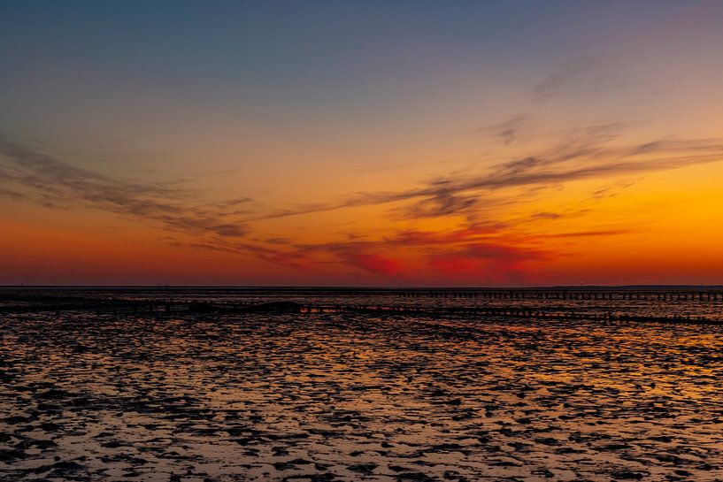 Wadden Sea, sunrise at Paesens Moddergat by Gert Hilbink