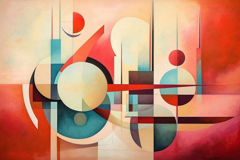 Geometrische Dans: Levendige Expressie in Kleurrijk Abstract van De Mooiste Kunst