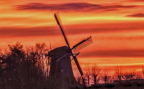 Molen bij zonsopgang. Mill by sunrise