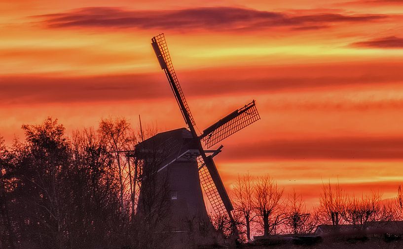 Molen bij zonsopgang. Mill by sunrise by Marianne Ouwerkerk